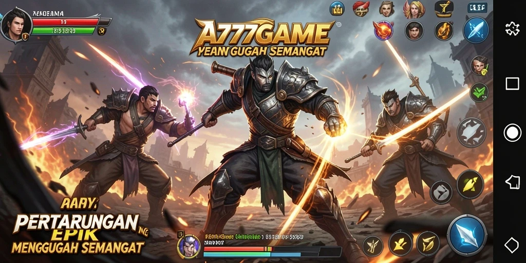 Gameplay A777GAME yang intens dan mendebarkan dalam pertarungan.