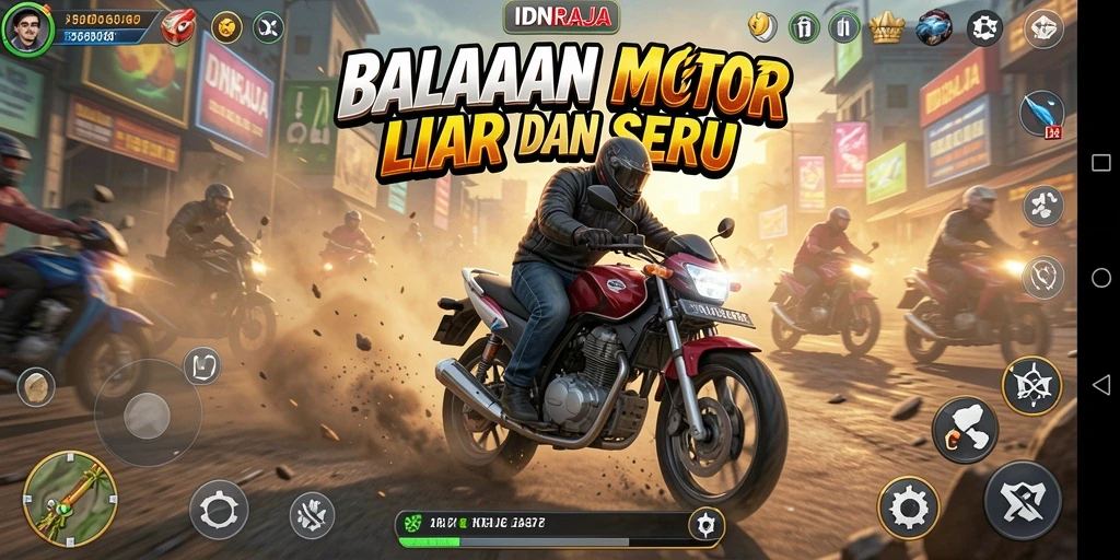 Tampilan aksi seru dari gameplay balapan motor IDNRAJA.
