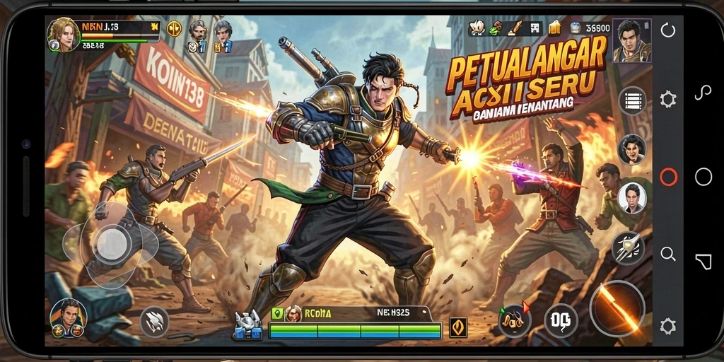 Tampilan aksi mendebarkan gameplay KOIN138 dengan karakter yang beragam.