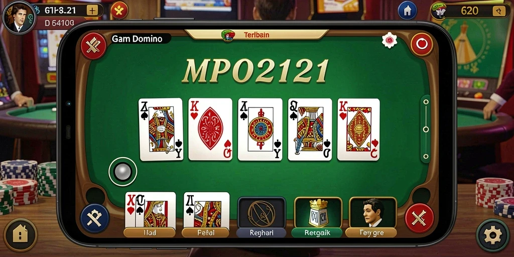 Tampilan gameplay seru di MPO2121 yang menampilkan kartu Domino.
