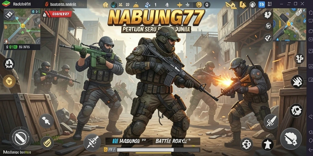 Tampilan seru gameplay NABUNG77 dalam pertempuran Battle Royale.