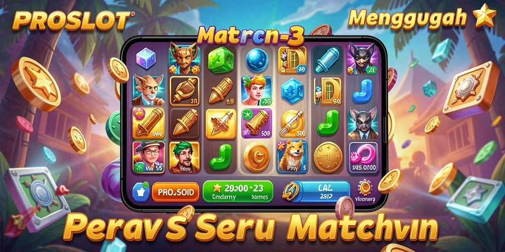 Tangkapan layar utama PROSLOT menampilkan gameplay seru Match-3.