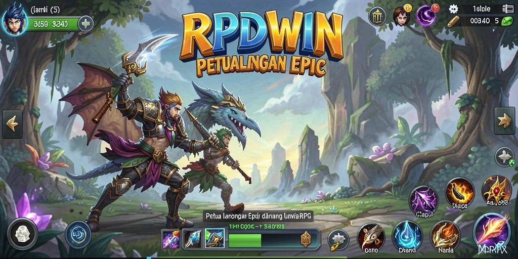 Gameplay RPIDWIN yang menampilkan pertarungan aksi mendebarkan di dunia fantasi.