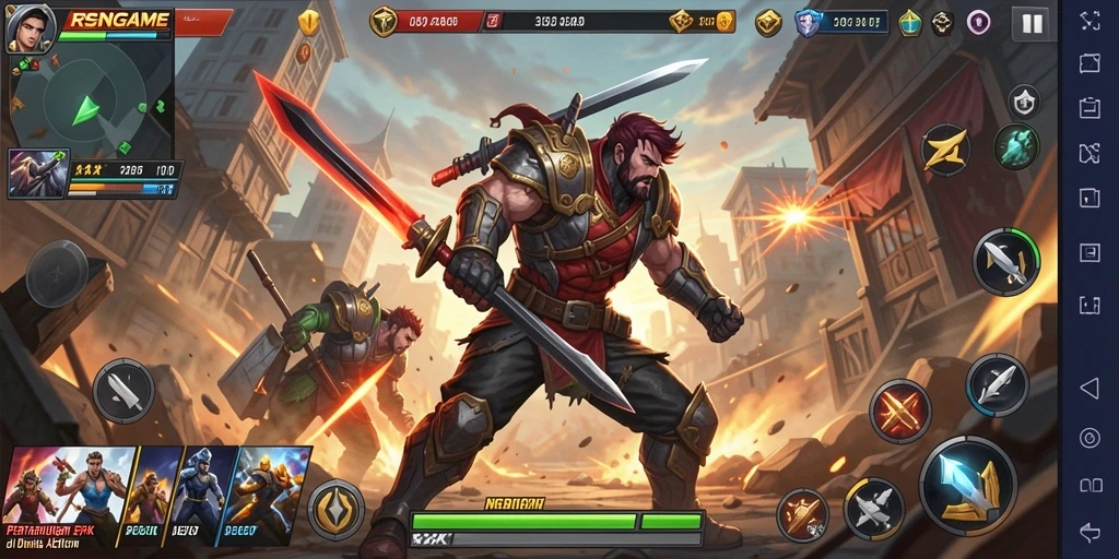 Screenshot menunjukkan aksi bertarung mendebarkan dalam RSNGAME.