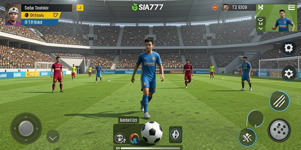 Tampilan gameplay SIA777 yang mendebarkan di lapangan sepak bola.
