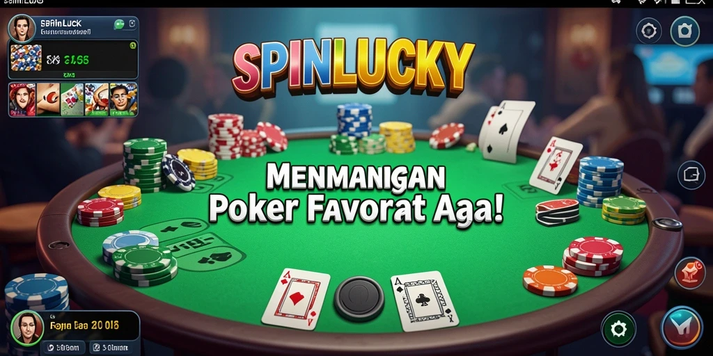 Tampilan gameplay SPINLUCKY dengan pemain bersaing di meja Poker.