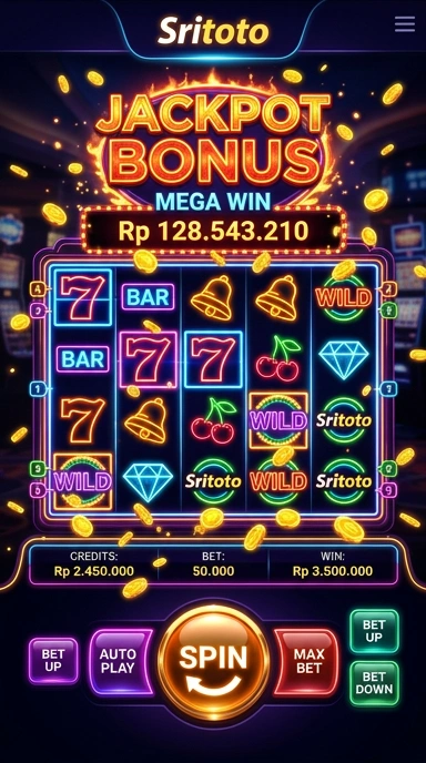Tampilan utama aplikasi sritoto dengan pilihan kategori.